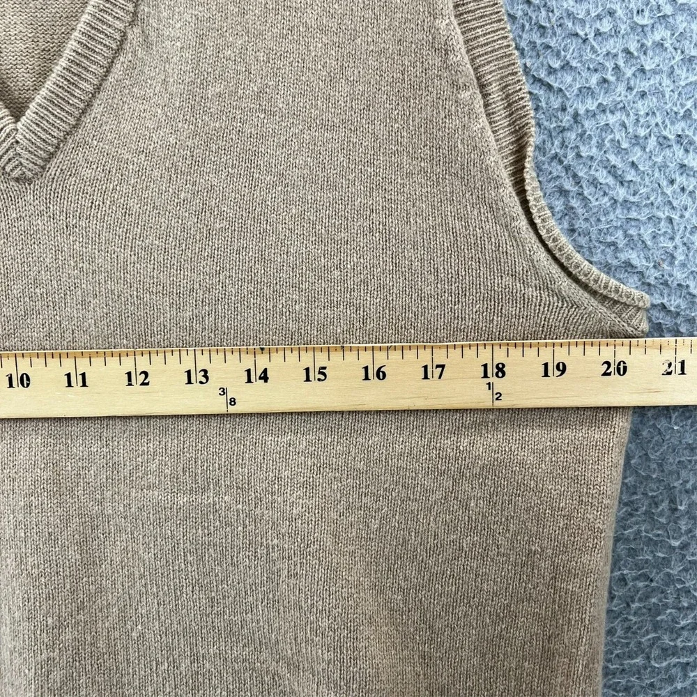 Vintage 90s‎ Lands End Sweater Vest Mens M Tan Beige Lambs Wool Made England